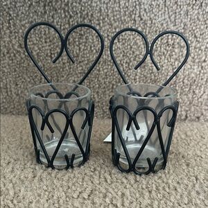 🚫SOLD ON M E R C A R I Heart Design Black Metal Votive Candle Holders